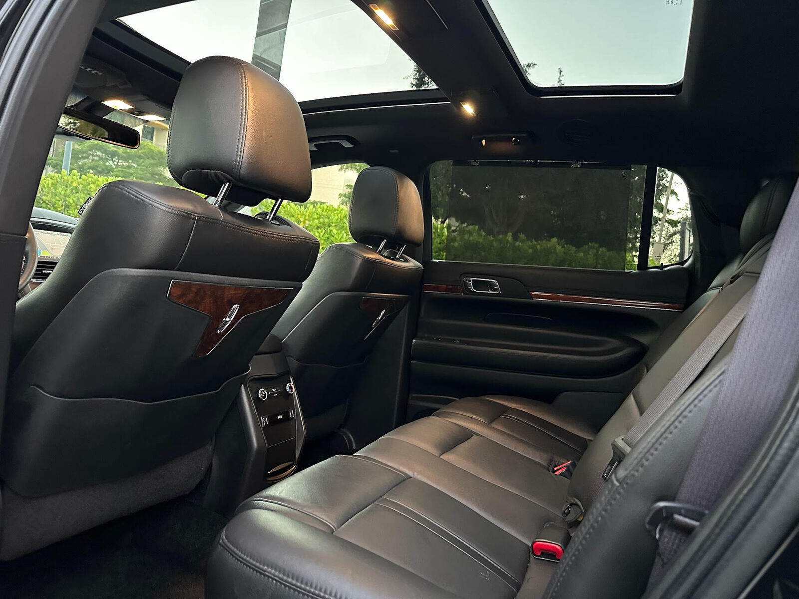 Black leather rear seats and panoramic sunroof inside the SP Prestige vehicle